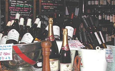 A typical wine display at the Cork and Bottle (courtesy of www.donhewitson.com)