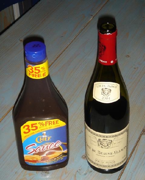 A Tale of Two Bottles - Louis Jadot 2004 Cote de Beaune-Villagesâ€¦.and my all time favourite Irish brown sauce (for some reason)