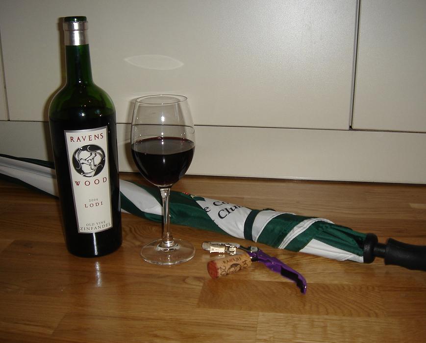 Ravenswood “Zin†next to a Lancashire County Cricket Club umbrella (well it is summer!)