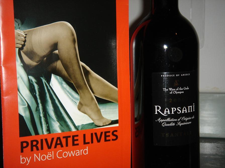 Rapsani and a Private Lives programme….for some reason