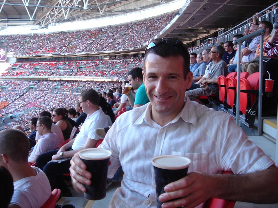 Jeff with two pints of Guinnessâ€¦for some reason