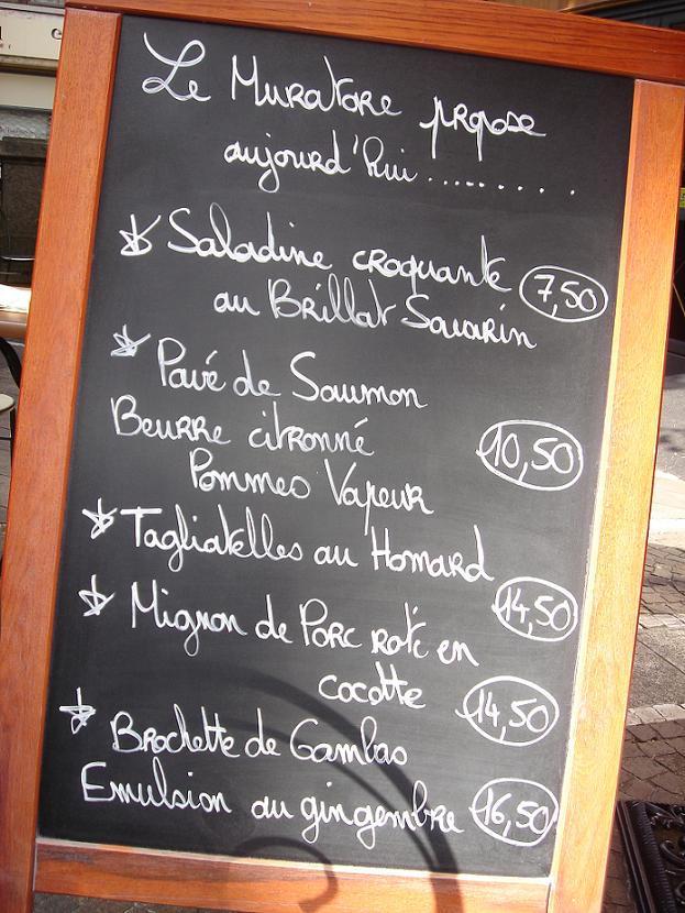 Menu du jour - I liked the look of the Lobster pasta but settled for a steak from the main menu