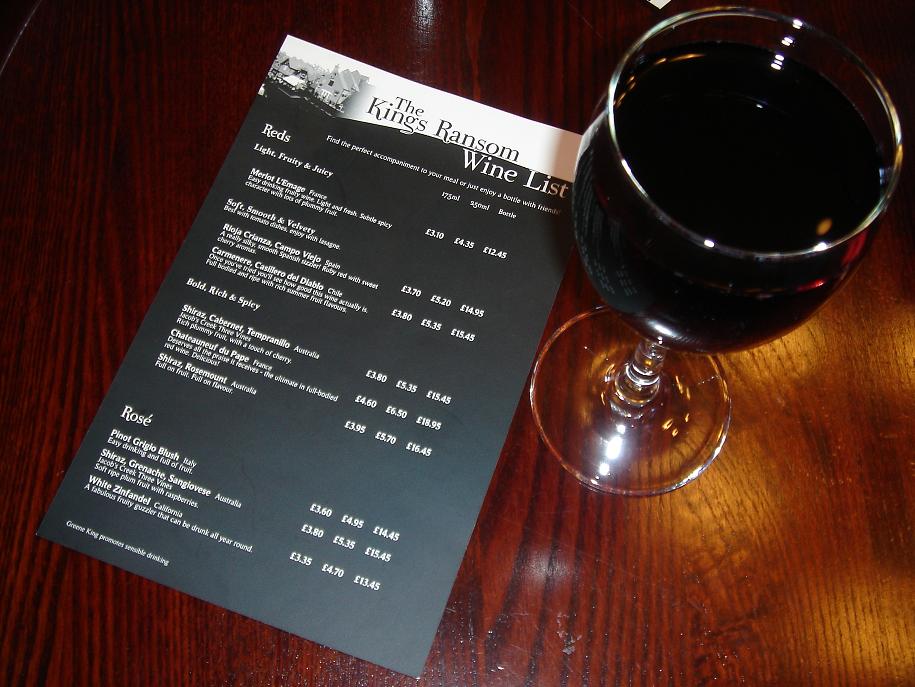 Princely wine list at Kingâ€™s Ransom