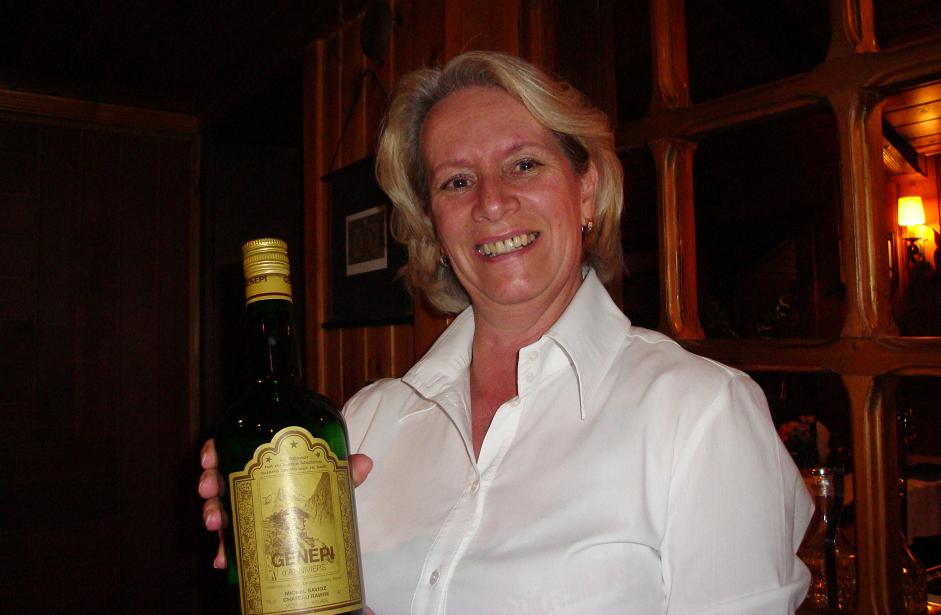 Edith and a bottle of Genepi....for some reason....