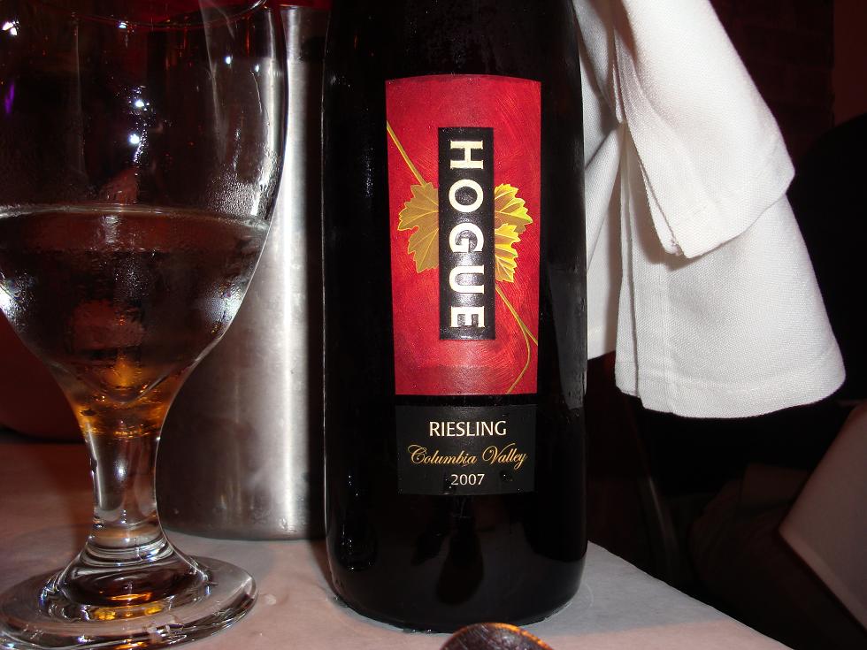 The Hogue Riesling got a fair trial, obviously