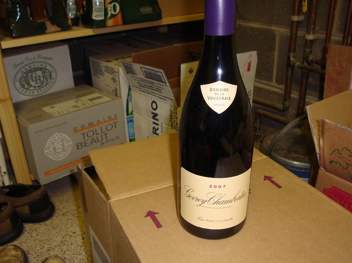 Lovely Gevrey!  In the garage, for some reason